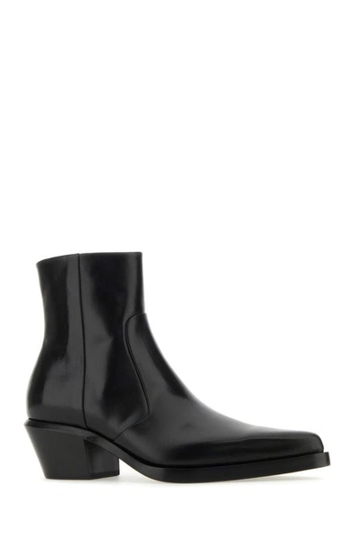 Shop Off-white Off White Man Black Leather Ankle Boots