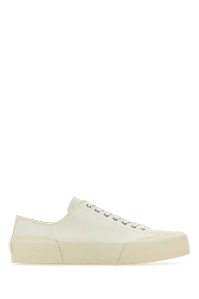 Shop Jil Sander Man Ivory Canvas Sneakers In White