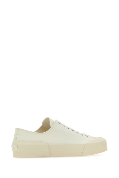 Shop Jil Sander Man Ivory Canvas Sneakers In White