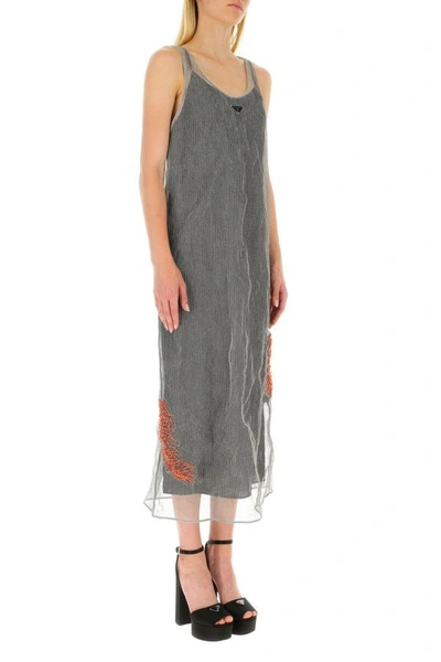 Shop Prada Woman Silver Mesh Long Dress