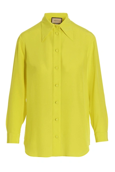 Shop Gucci Women Silk Shirt In Yellow
