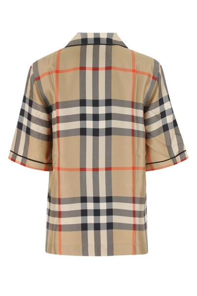 Shop Burberry Woman Printed Satin Shirt In Multicolor