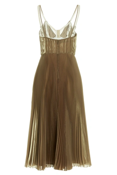 Shop Prada Women Pleated Voile Satin Dress In Gold