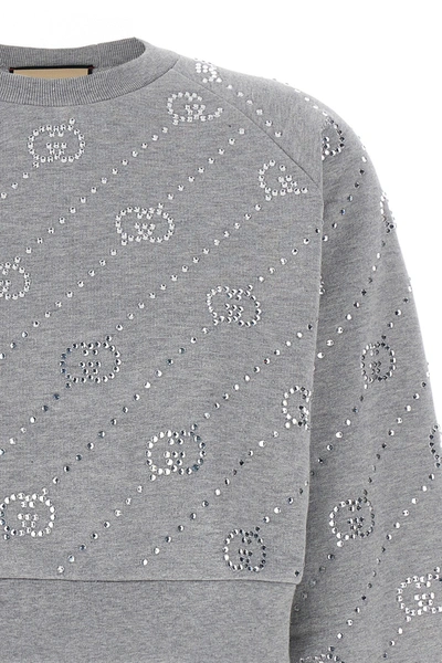 Shop Gucci Women 'incrocio Gg' Sweatshirt In Gray