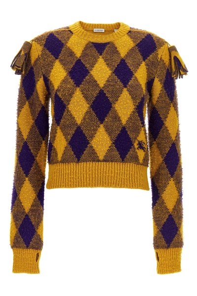 Shop Burberry Women 'argyle' Sweater In Multicolor
