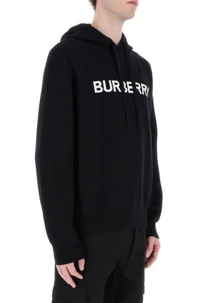 Shop Burberry Man Midnight Blue Cotton Blend Sweatshirt