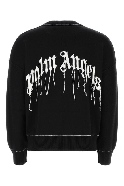 Shop Palm Angels Man Black Wool Sweater