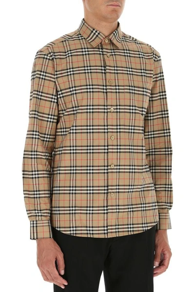 Shop Burberry Man Camicia In Multicolor