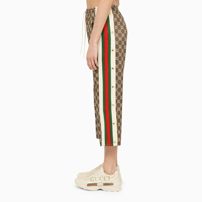 Shop Gucci Olive Green Trousers With Side Bands Women
