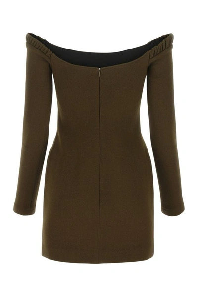 Shop Khaite Woman Brown Wool Mini Dress