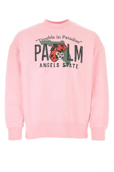 Shop Palm Angels Man Pink Cotton Oversize Sweatshirt