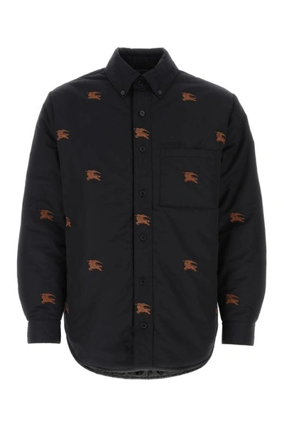 Shop Burberry Man Embroidered Nylon Padded Shirt In Multicolor
