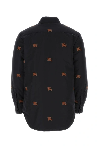 Shop Burberry Man Embroidered Nylon Padded Shirt In Multicolor