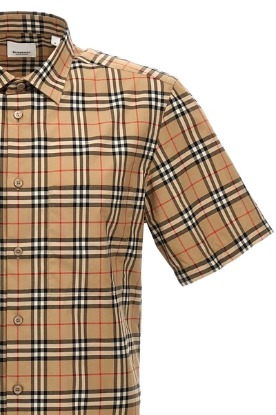 Shop Burberry Men Check Shirt In Cream