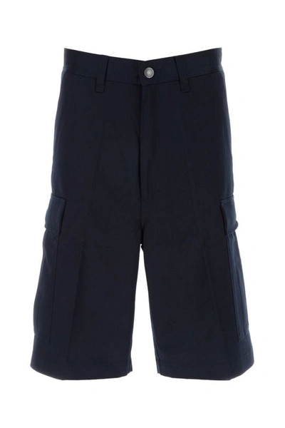 Shop Ami Alexandre Mattiussi Ami Man Midnight Blue Cotton Bermuda Shorts