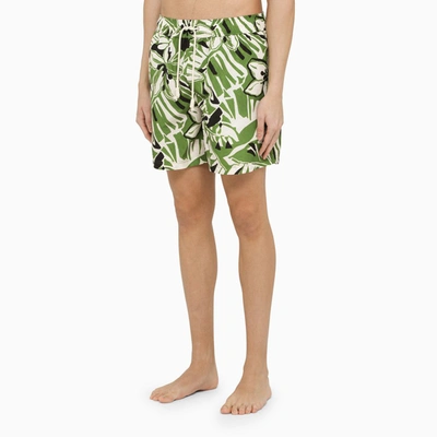 Shop Palm Angels Multicolor Printed Swim Boxer Shorts Men In Green