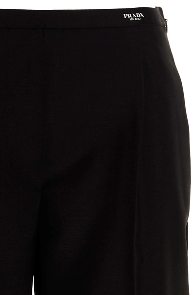 Shop Prada Women Mohair Wool Pants In Black