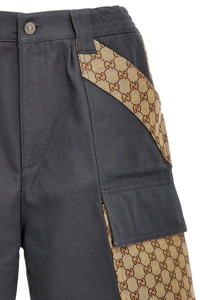 Shop Gucci Men Gg Insert Bermuda Shorts In Gray