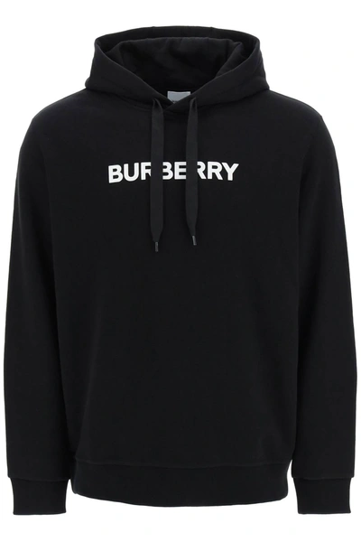 Shop Burberry Logo Hoodie Men In Black