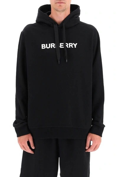 Shop Burberry Logo Hoodie Men In Black