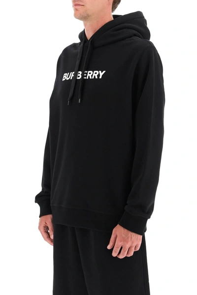 Shop Burberry Logo Hoodie Men In Black