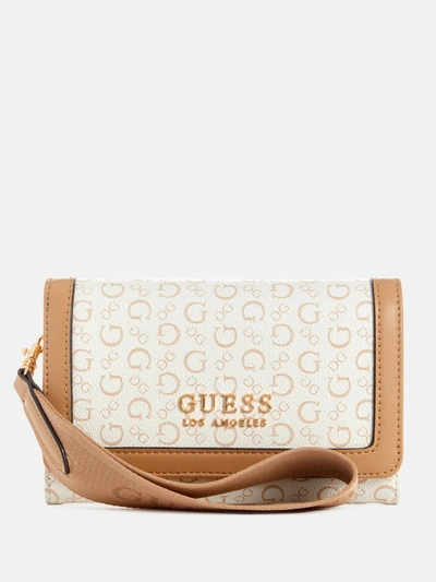 Shop Guess Factory Easthampton Signature G Phone Organizer In Beige