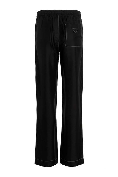 Shop Prada Men Silk Trousers In Black