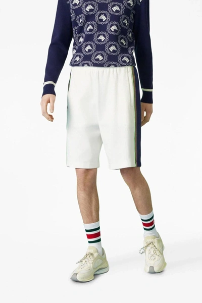 Shop Gucci Men 'incrocio Gg' Bermuda Shorts In White