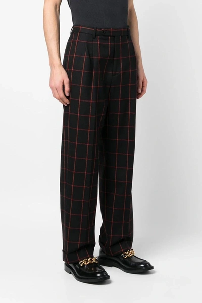 Gucci Windowpane-print Straight-leg Trousers In Black