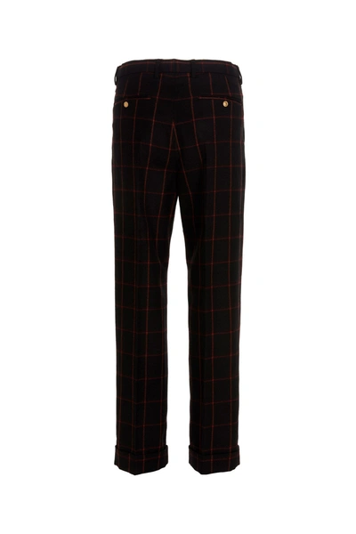 Gucci Windowpane-print Straight-leg Trousers In Black