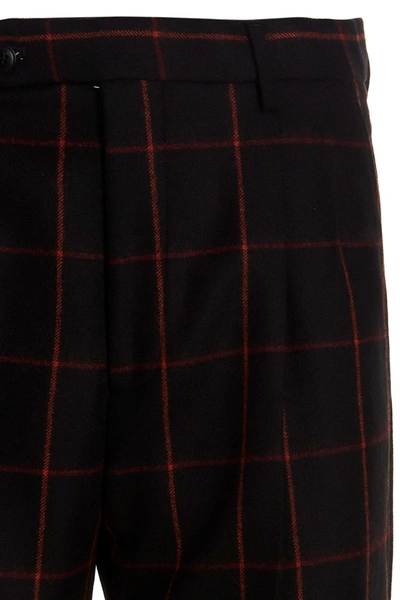 Gucci Windowpane-print Straight-leg Trousers In Black