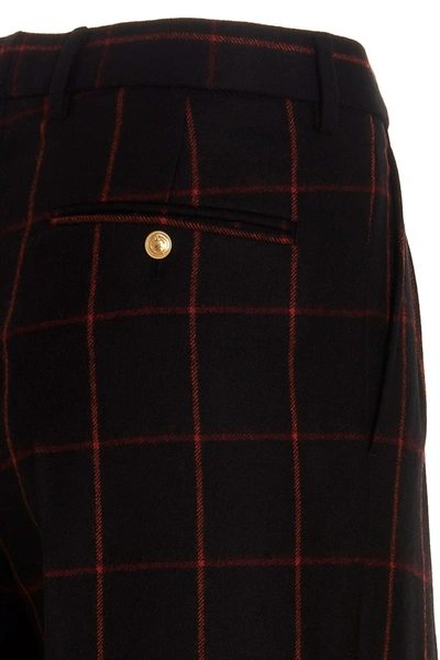 Gucci Windowpane-print Straight-leg Trousers In Black