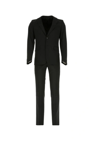 Shop Prada Man Black Wool Blend Suit