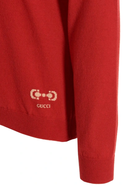 Shop Gucci Men 'horsebit' Sweater In Red