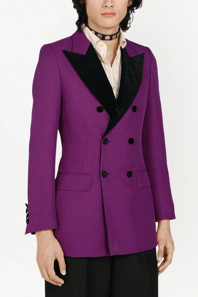 Gucci Purple Double-breasted Blazer In Purple