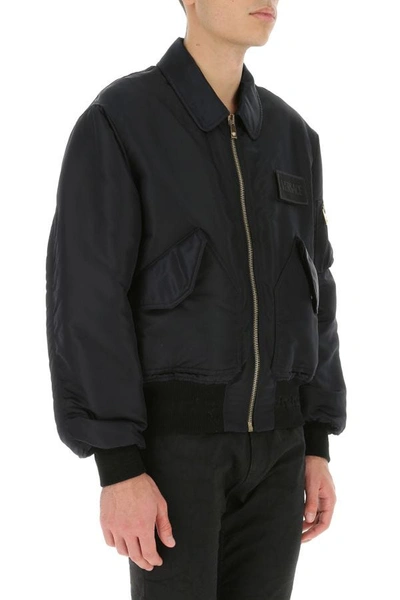 Shop Versace Man Black Nylon Padded Jacket