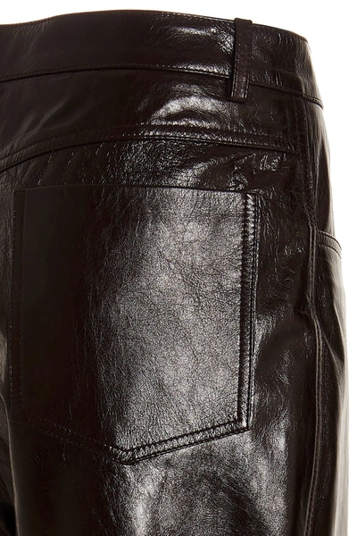 Shop Gucci Men Leather Pants In Brown