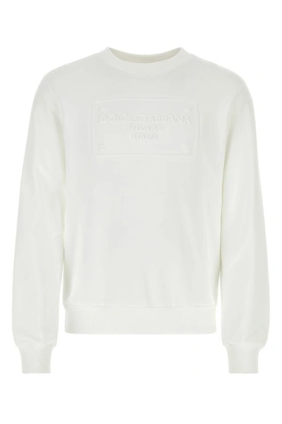 Shop Dolce & Gabbana Man White Cotton Sweatshirt