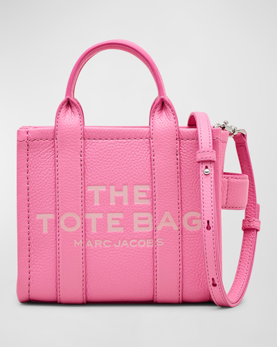 Shop Marc Jacobs The Leather Mini Tote Bag In Petal Pink