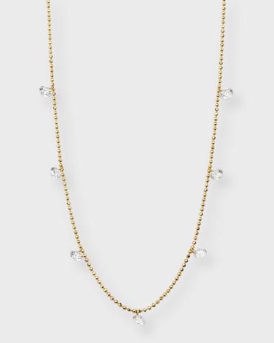 Shop Graziela Gems 18k Yellow Gold Five-station Floating Diamond Necklace (18k Yg Small Floating Necklace) In 10 White Gold