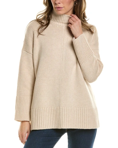 Shop Vince Trapeze Turtleneck Wool & Cashmere-blend Sweater In Beige