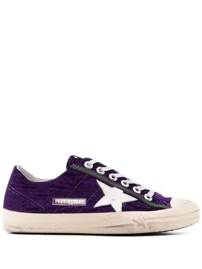 Shop Golden Goose V-star Ltd Velvet Sneaker In Dark Purple/white In Multi