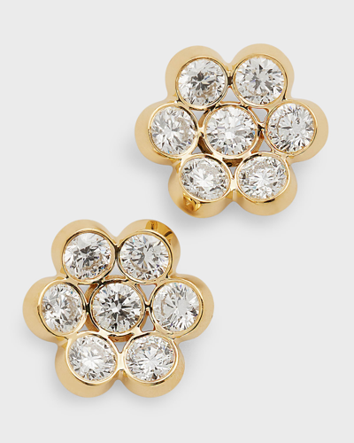 Shop Bayco 18k Yellow Gold Diamond Floral Stud Earrings In 05 Yellow Gold