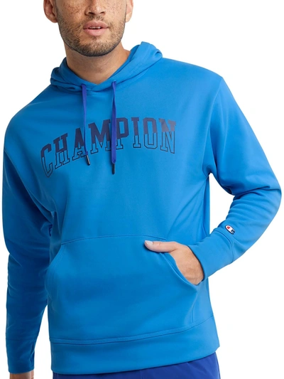 Shop Champion Mens Fleece Lined Long Sleeves Hoodie In Blue