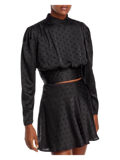 Shop Aqua Womens High Neck Cropped Blouse In Black