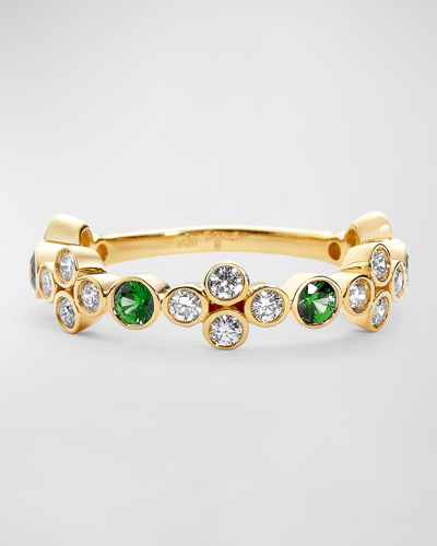 Shop Syna 18k Yellow Gold Mogul Band With Gemstone And Diamonds In Emerald