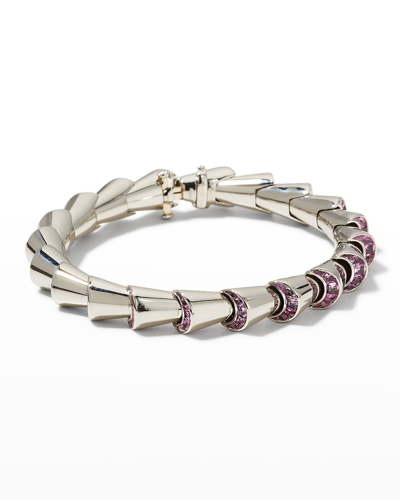 Shop Oscar Heyman Platinum Pink Sapphire Cornucopia Tennis Bracelet In 20 Platinum