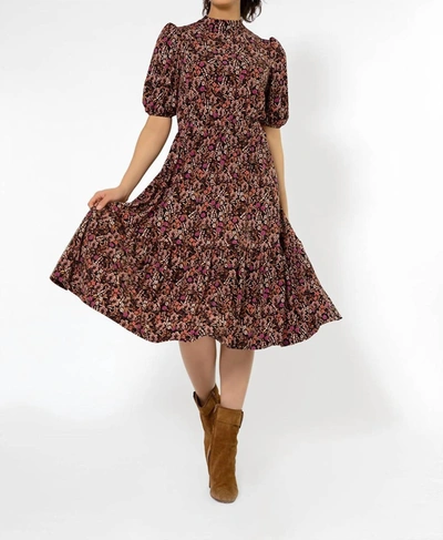 Shop Leota Miranda Dress In Willow Floral Cherry Mahogany In Multi