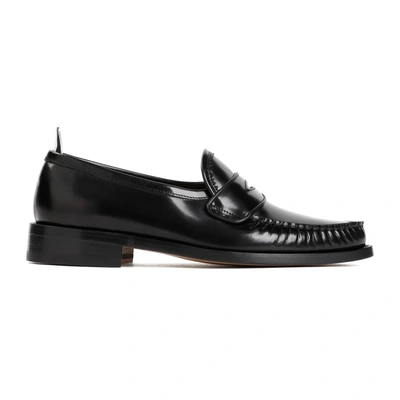 Shop Thom Browne Pleated Varsity Loafers Shoes In Black
