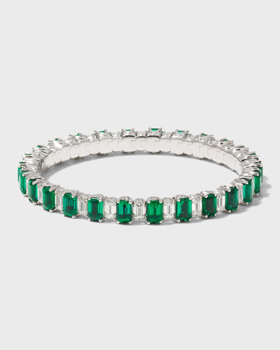 Shop Picchiotti White Gold Emerald And Emerald-cut Diamond Bracelet